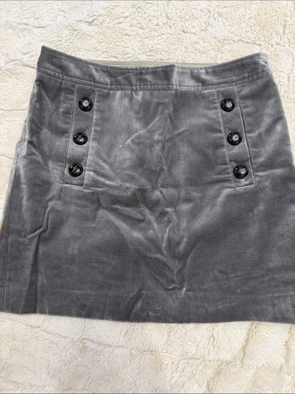 Banana Republic Charcoal Velvet Mini Skirt with Button Panels